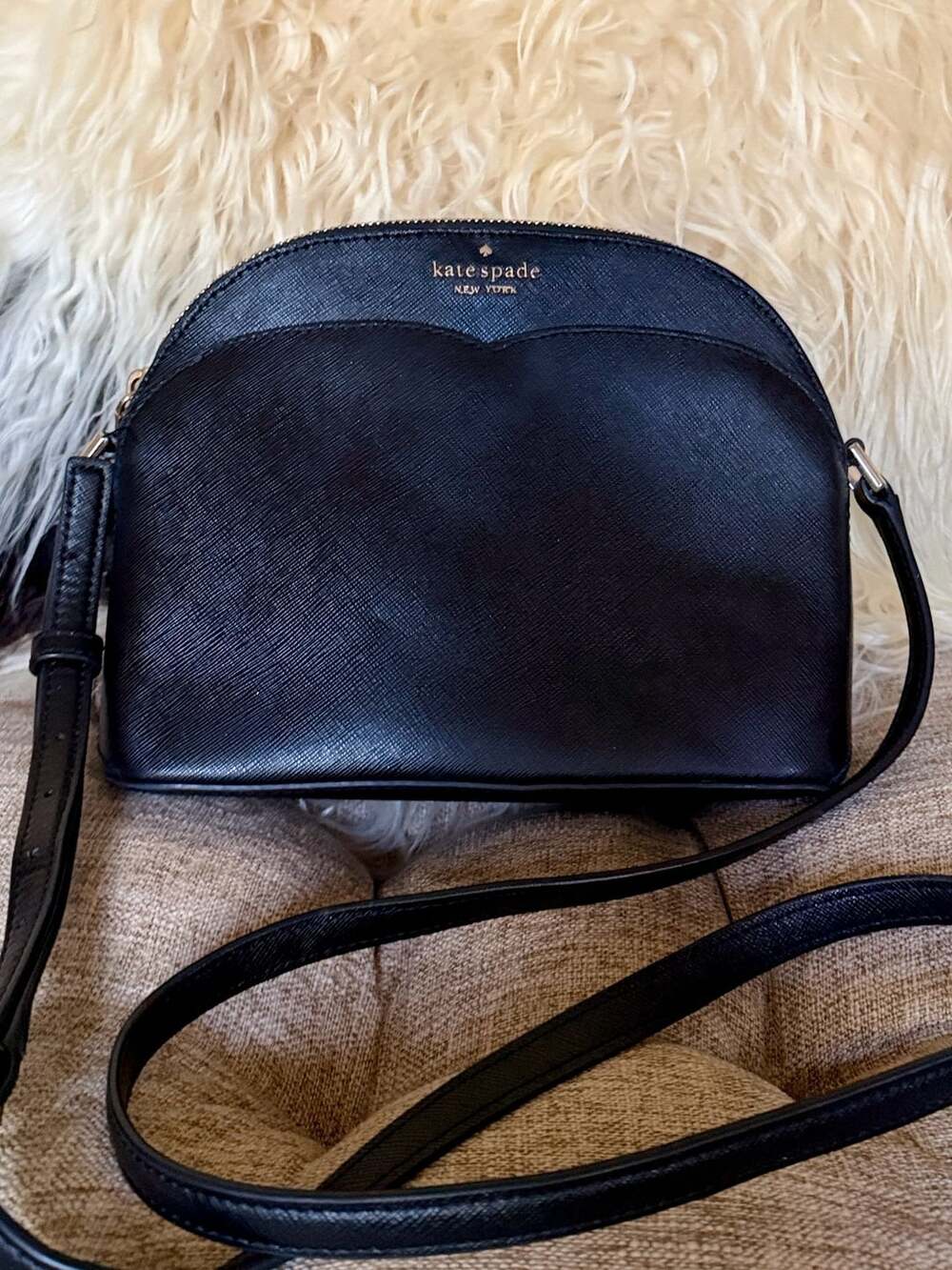 Kate Spade New York Payton Small Dome Crossbody Bag Black Saffiano Leather